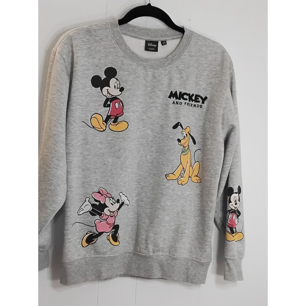 VTG Disney Mickey And Friends Sweatshirt Gray  Mickey Mouse Donald Goofy Pluto